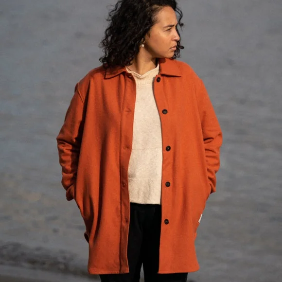 Women's Orange Painters Coat - Anián - Picture 1 of 6